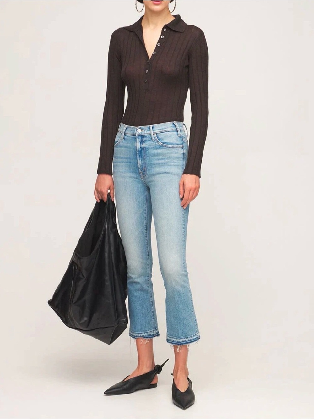 Mother Superior The Hustler Ankle Undone Hem On My Feet Wash Jeans Cropped